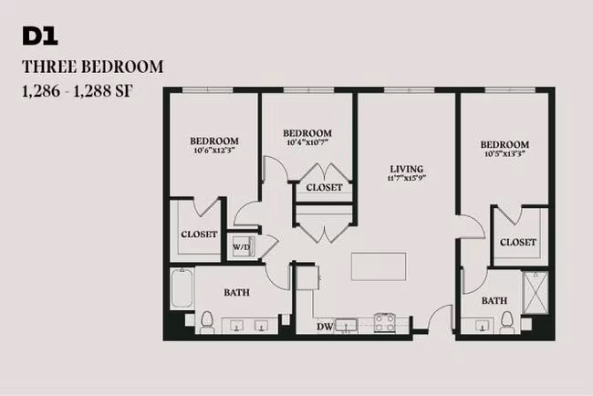 Alba Three Bedroom D1 200 floor plan